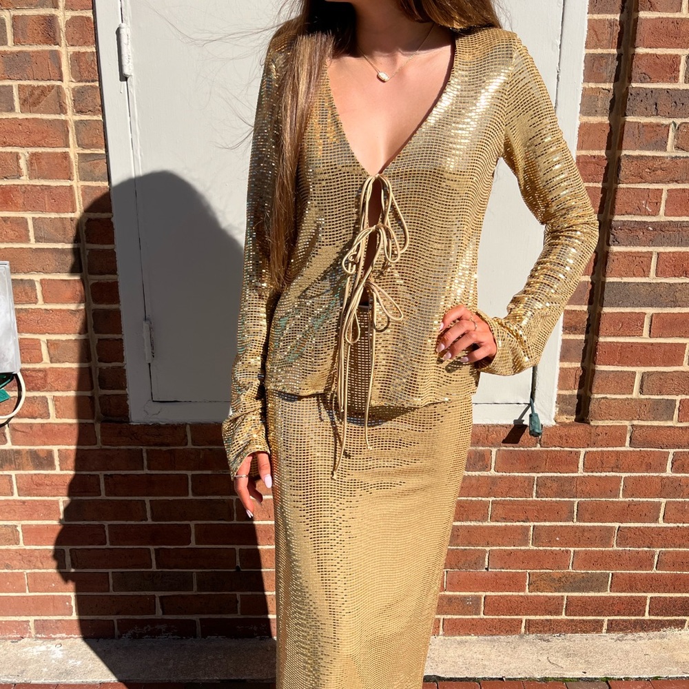 Show Me Your Mumu Thrill Top - Gold Shiny Stretch